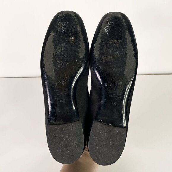 Roger Vivier Black Satin Slip On Flats with Brush Tassel Detail - Picture 6 of 11